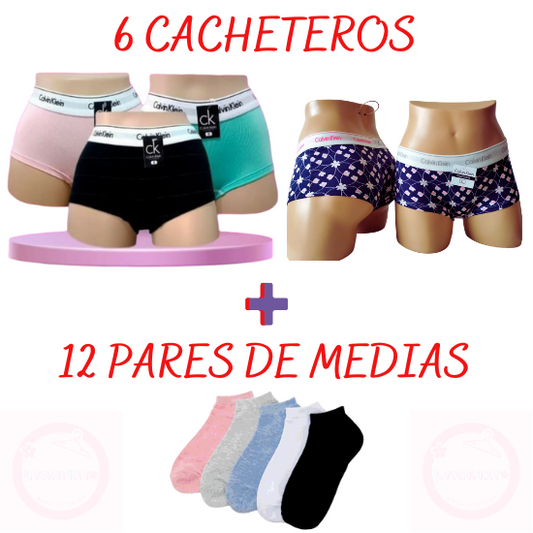 6 CACHETEROS + 12 PARES DE MEDIAS